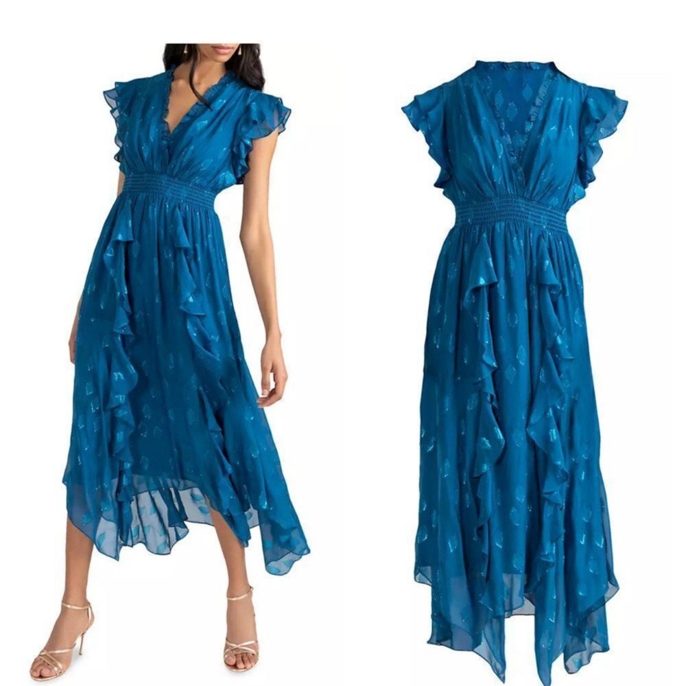 Shoshanna Blue High Low Dress Elegant Silhouette